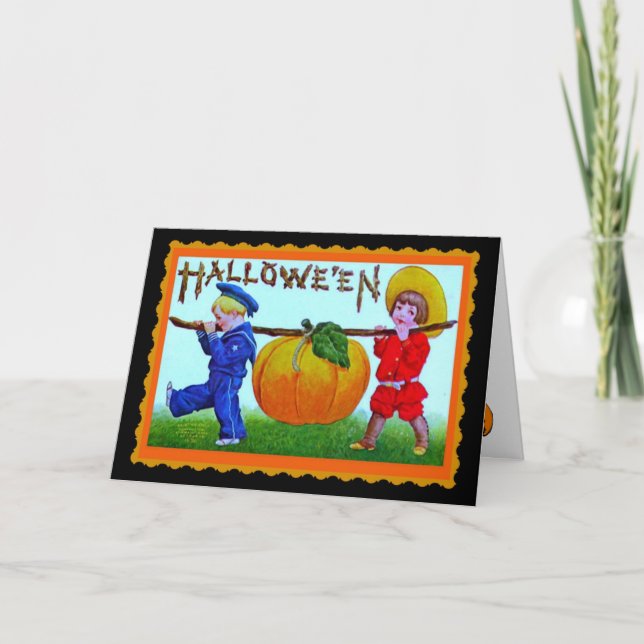 Vintage God Halloween Pumpa - Halloween-kort Kort (Framsida)