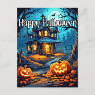 Vintage God Halloween Spökhus Vykort