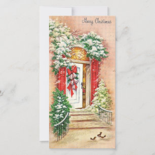 Vintage God Home Doorstep Julkort