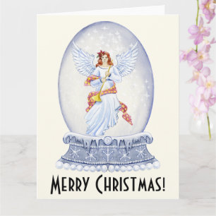 Vintage God jul Angel Sparkling Snowglobe Kort