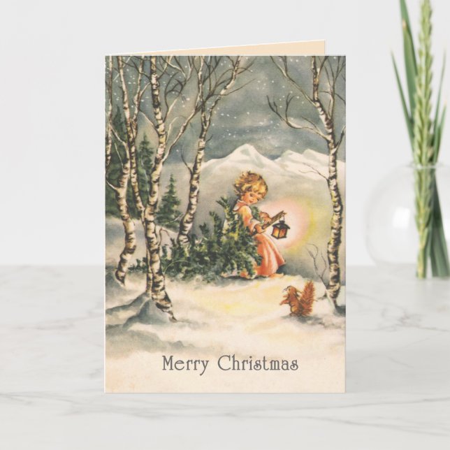 Vintage God jul Anpassningsbar Greeting Card Helgkort (Framsida)