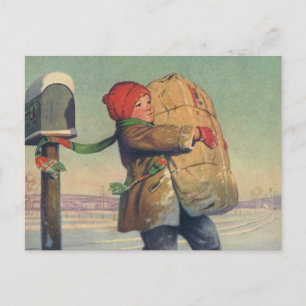 Vintage God jul, Barnet med Stora Paket Helg Vykort
