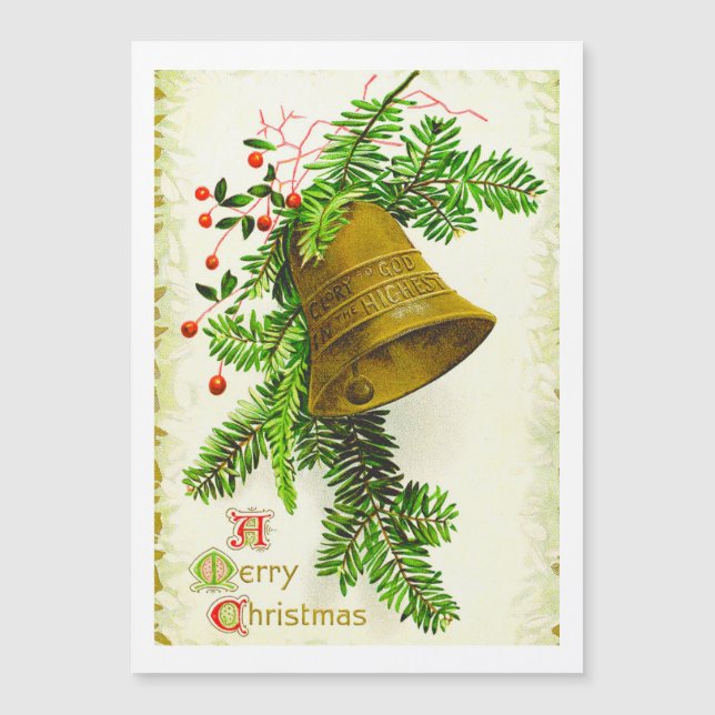 Vintage God jul Bell Helgdag Card (Framsida)