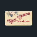 Vintage God jul botaniska gräs cone Adressetikett<br><div class="desc">Vintage Red calligraphy God jul design. Sofistikerad och konstnärlig sammansättning av färg. Ett modernt,  unikt grafiskt konstverk som skapats för dig. Du kan anpassa den här produkten genom att lägga till ditt eget namn-smeknamn eller monogram eller genom att ändra text. Perfekter för unika utformningar i älskare.</div>