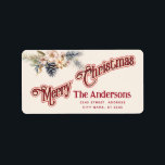 Vintage God jul botaniska gräs cone Adressetikett<br><div class="desc">Vintage Red calligraphy God jul design. Sofistikerad och konstnärlig sammansättning av färg. Ett modernt,  unikt grafiskt konstverk som skapats för dig. Du kan anpassa den här produkten genom att lägga till ditt eget namn-smeknamn eller monogram eller genom att ändra text. Perfekter för unika utformningar i älskare.</div>