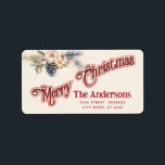 Vintage God jul botaniska gräs cone Adressetikett<br><div class="desc">Vintage Red calligraphy God jul design. Sofistikerad och konstnärlig sammansättning av färg. Ett modernt,  unikt grafiskt konstverk som skapats för dig. Du kan anpassa den här produkten genom att lägga till ditt eget namn-smeknamn eller monogram eller genom att ändra text. Perfekter för unika utformningar i älskare.</div>