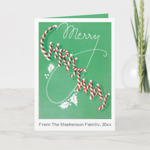 Vintage God jul Candy cane Helgkort