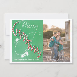 Vintage God jul Candy cane-textfotokort Julkort