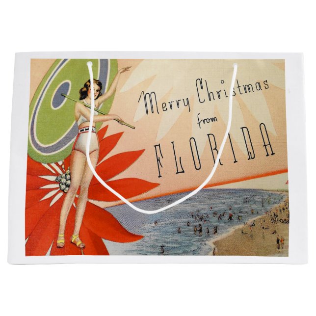 Vintage God jul från Florida-strandflicka (Framsidan)