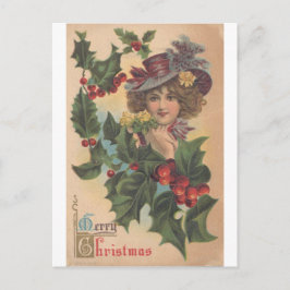 Vintage God jul Gibson Girl Postcard Helg Vykort