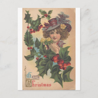 Vintage God jul Gibson Girl Postcard Helg Vykort