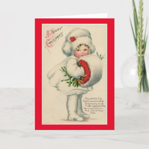 Vintage God jul Girl Helgkort