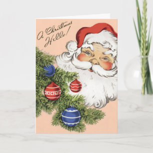 Vintage God Jul! Glad tomte Helgkort