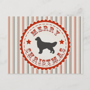 Vintage God jul Golden Retriever Hund Logotyp Helg Vykort