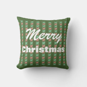 Vintage God Jul Grön Rutig Kudde