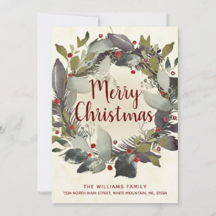 Vintage God Jul Grönt Holly Berry Flytta av andedr Meddelande