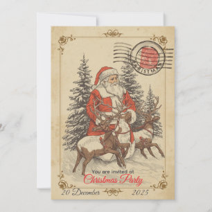 Vintage God jul, handritad, platt Helgdag Inbjudningar
