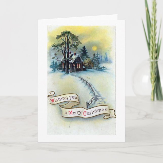 Vintage God jul Helgdag Card Helgkort (Framsida)