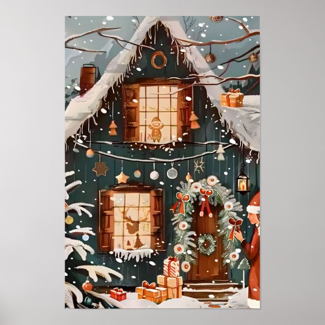 Vintage God Jul Hem Poster (Framsidan)