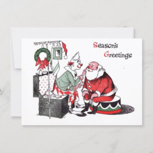Vintage God jul hjälper Jultomten Julkort