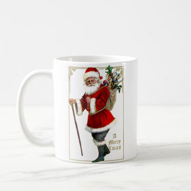 Vintage God jul Jultomten Kaffemugg (Vänster)
