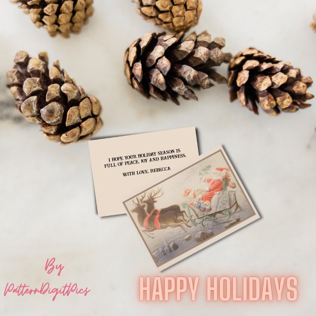 Vintage God jul Jultomten Reindeer Slegh Julkort (Skapare uppladdad)