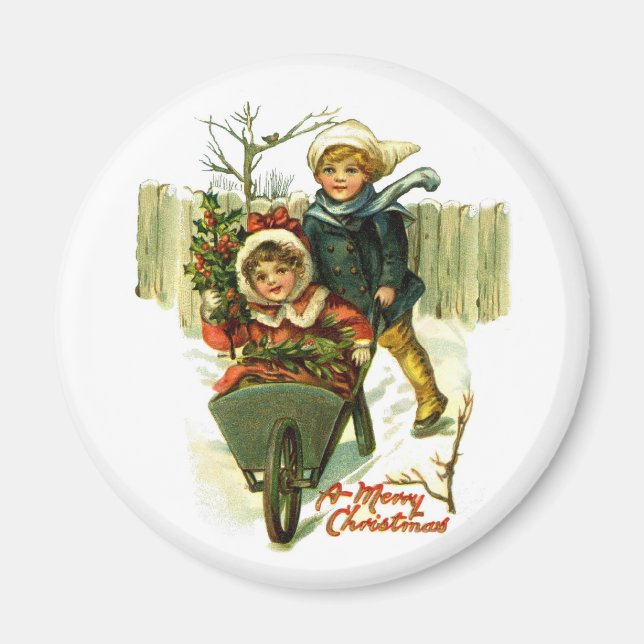 Vintage God jul Magnet (Framsidan)