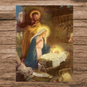 Vintage God Jul Nativitet, Mary Joseph Baby Jesus Poster