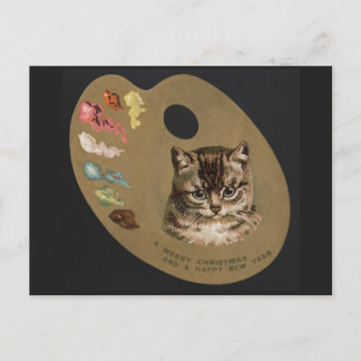 Vintage God jul och Gott nytt år Cat Helg Vykort