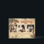 Vintage God jul Photo Helg Vykort<br><div class="desc">Vintage God jul 3 fotokollage helgdag vycard vintage gräs rustik bakgrund. Lägg till din favoritfamilj bilder för att anpassa dig. Lägg till ditt personliga meddelande på baksidan av kortet. Så enkel,  men ändå chic.</div>