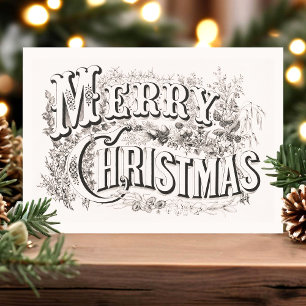 Vintage God Jul Retro Typografi Julkort Helg Vykort