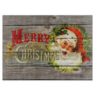 Vintage God jul & Santa på Rustic old Wood