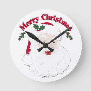 Vintage God jul Santa Rund Klocka