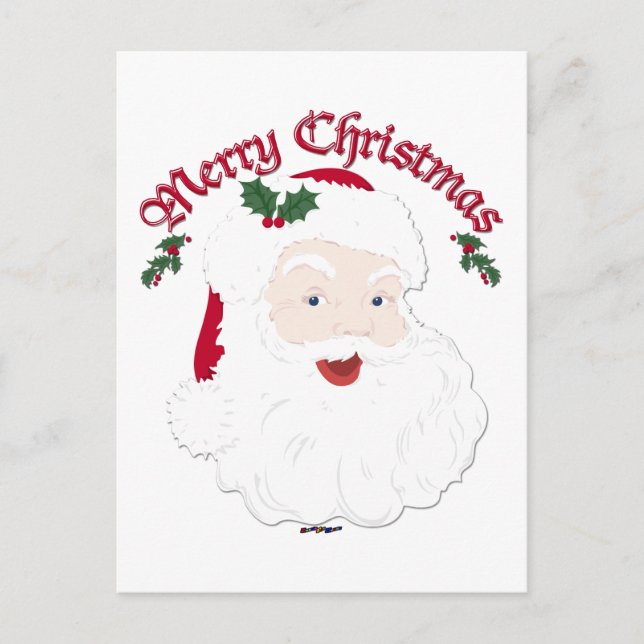 Vintage God jul Santa - skript Helg Vykort (Framsida)