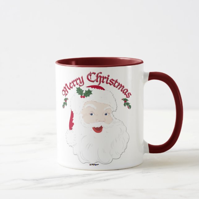 Vintage God jul Santa - skript Mugg (Höger)