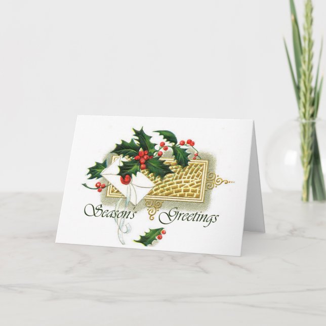 Vintage God Jul Season Greetings Helgkort (Framsida)