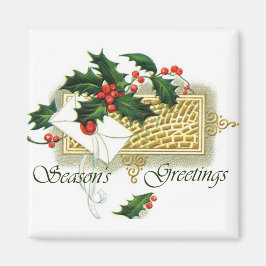Vintage God Jul Season Greetings Magnet