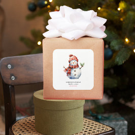 VINTAGE GOD JUL & SNÖGUBBAR FYRKANTIGT KLISTERMÄRKE