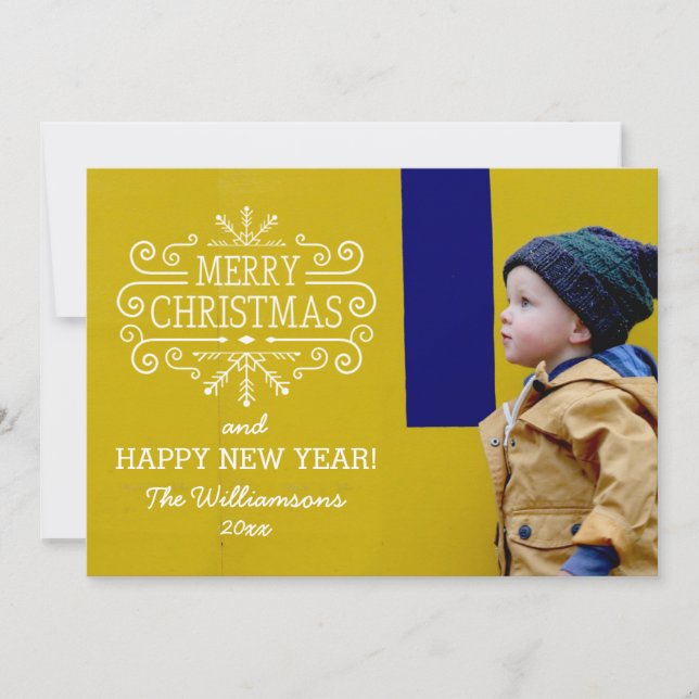 Vintage God jul Snowflake Helgdag Photo Julkort (Framsida)