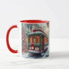 Vintage God Jul Streetcar i Snö Mugg