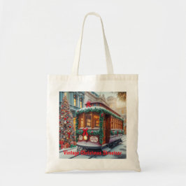 Vintage God Jul Streetcar i Snö Tygkasse