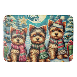 Vintage God jul Terrier Yorskhire Yorkie Badrumsmatta