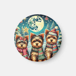 Vintage God jul Terrier Yorskhire Yorkie Magnet