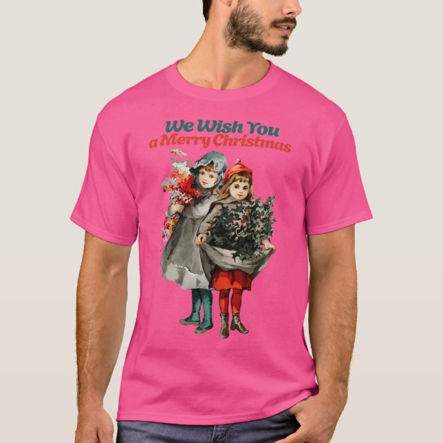 Vintage God Jul Tjejer T Shirt (Framsida)