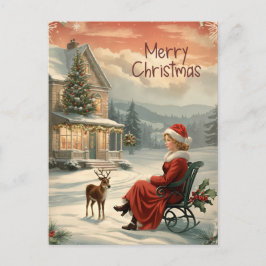 Vintage God Jul Traditionell Julkort Helg Vykort