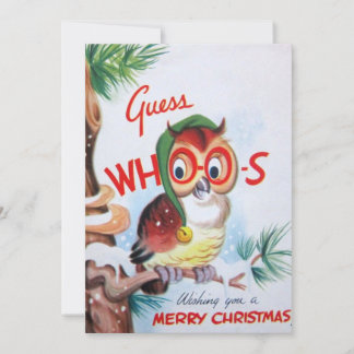 Vintage God Jul Uggla Gissa vem? Julkort