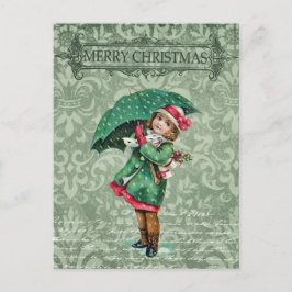 Vintage God jul Victorian Girl Collage Vykort