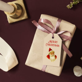 Vintage God jul Victorian Jultomten Presentetikett