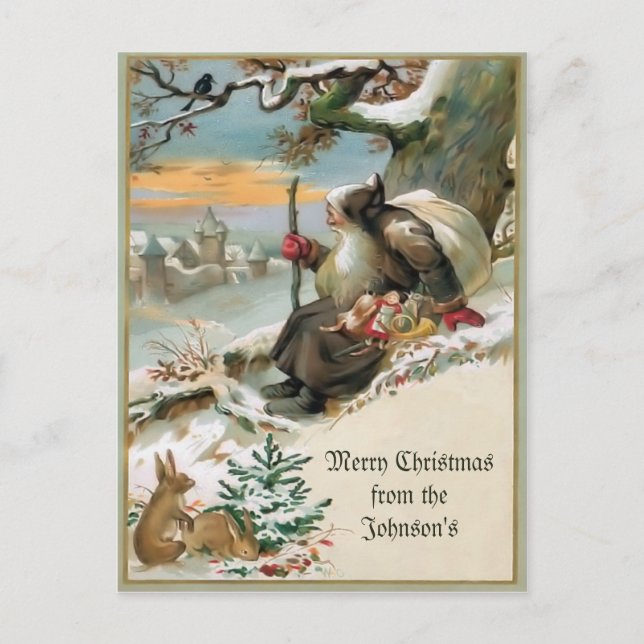 Vintage God jul vykort (Framsida)