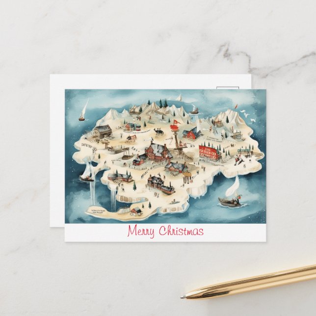 Vintage God jul Vykort (Fram/Back In Situ)